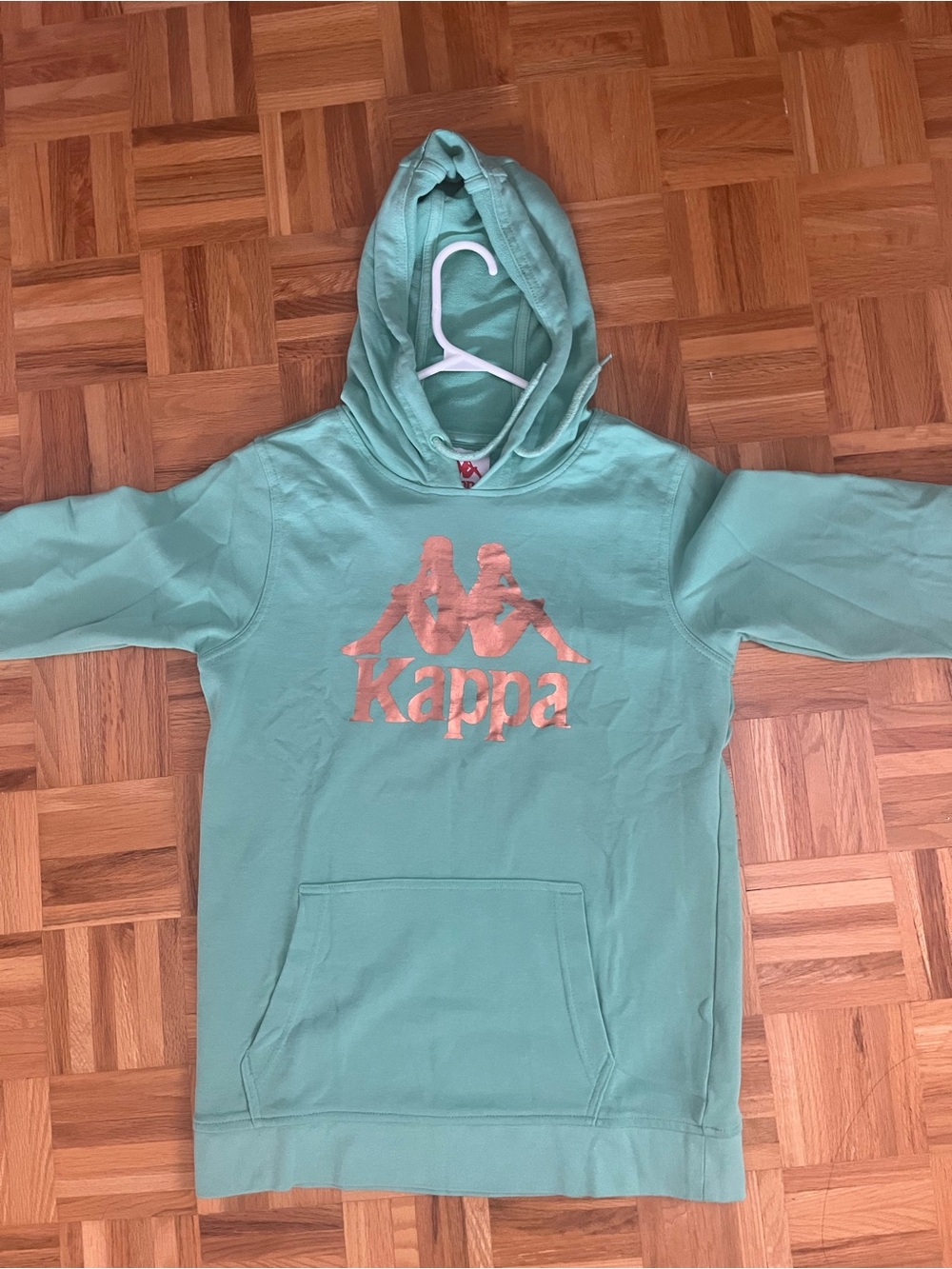 Kappa Mint Green Hoodie with Metallic Pink Logo